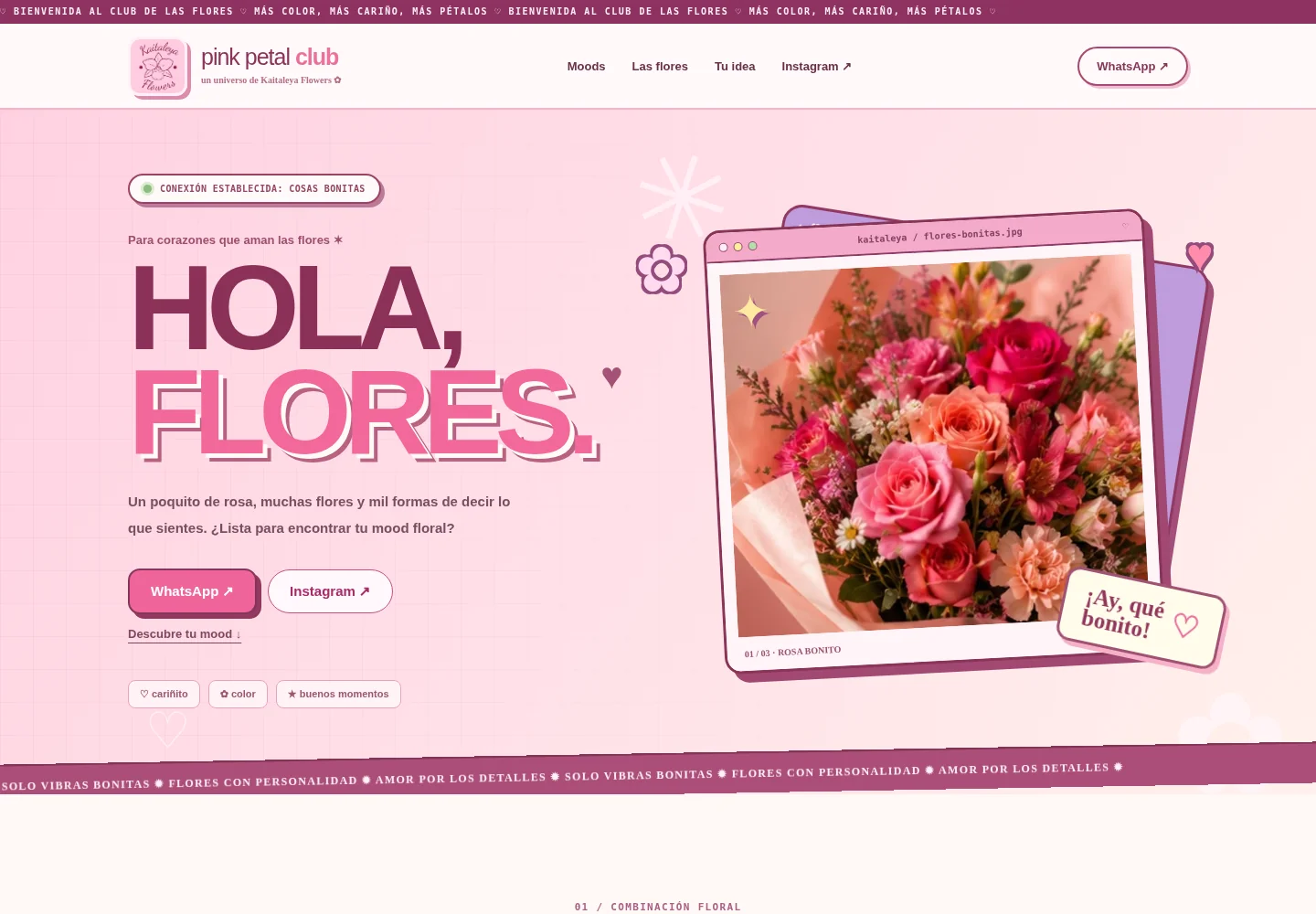 Captura real de la landing Pink Petal Club