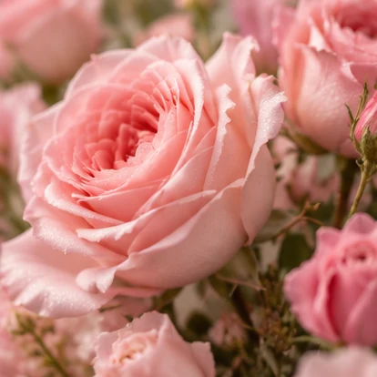 Primer plano de una rosa pastel con pétalos suaves